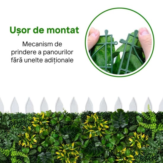 Panou din plante artificiale, cu frunze, Naimeed D7205, Verde, 50x100cm