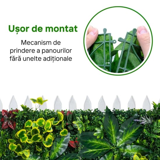 Panou din plante artificiale, cu frunze, Naimeed D7212, Verde, 50X50 cm Panou din plante artificiale, cu frunze, Naimeed D7212, Verde, 50X50 cm