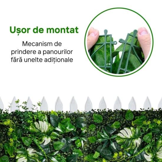 Panou din plante artificiale, cu frunze, Naimeed D7216, Verde, 50X50 cm Panou din plante artificiale, cu frunze, Naimeed D7216, Verde, 50X50 cm