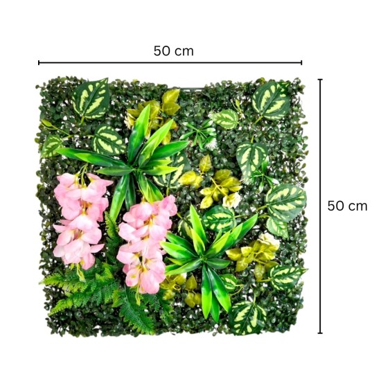 Panou din plante artificiale, cu frunze, Naimeed D7217, Verde, 50X50 cm Panou din plante artificiale, cu frunze, Naimeed D7217, Verde, 50X50 cm