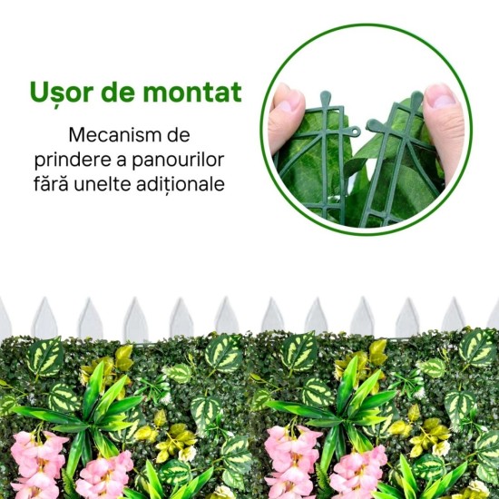 Panou din plante artificiale, cu frunze, Naimeed D7217, Verde, 50X50 cm Panou din plante artificiale, cu frunze, Naimeed D7217, Verde, 50X50 cm