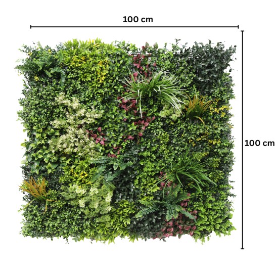 Panou din plante artificiale,cu frunze, Naimeed D7431, Multicolor, 100x100 cm