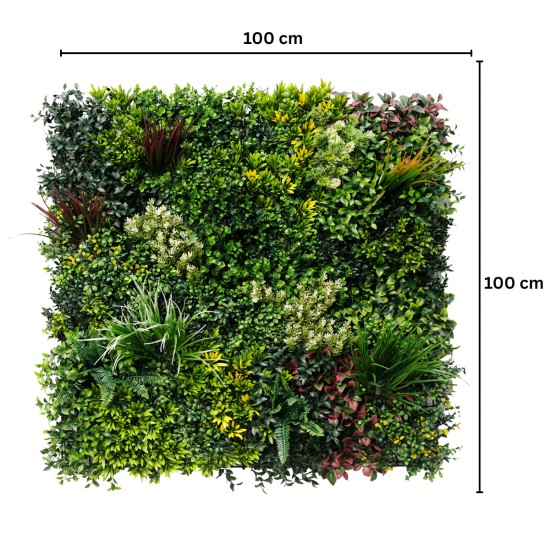 Panou din plante artificiale,cu frunze, Naimeed D7433, Multicolor, 100x100 cm