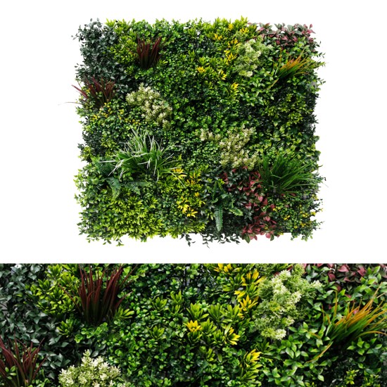 Panou din plante artificiale,cu frunze, Naimeed D7433, Multicolor, 100x100 cm