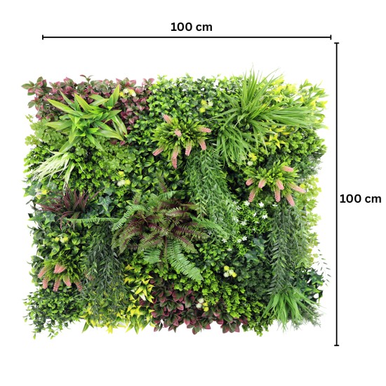 Panou din plante artificiale,cu frunze, Naimeed D7435, Multicolor, 100x100 cm