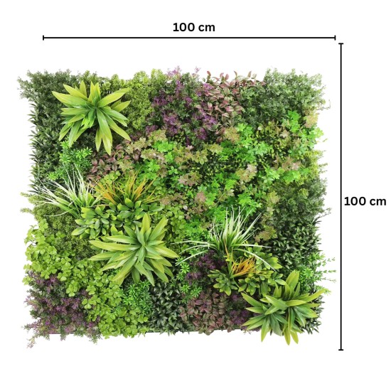 Panou din plante artificiale,cu frunze, Naimeed D7439, Multicolor, 100x100 cm