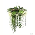 Aranjament Suspendat cu Plante Artificiale pe Disc Decorativ Auriu, Naimeed D7454, diametru 60 cm