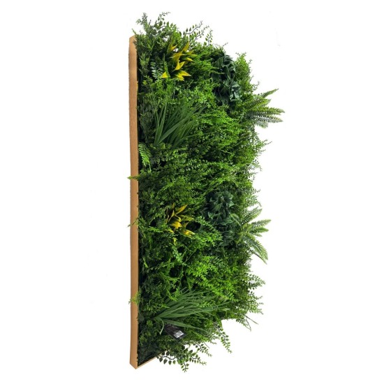Aranjament decorativ, de perete, cu ramă din aluminiu și plante artificiale Naimeed D7469, Dimensiuni 50x100 cm