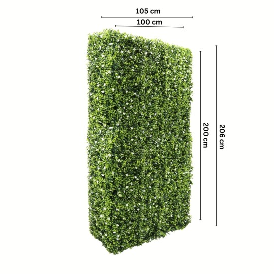 Gard din plante artificiale/ imitatie gard viu, cu structura din metal, Naimeed D7460, dimensiuni 206x105x33cm