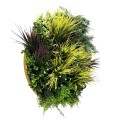 Aranjament decorativ, de perete, cu ramă din aluminiu și plante artificiale Naimeed D7452, diametru 80 cm