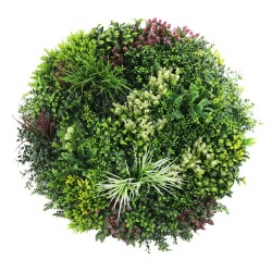 Aranjament decorativ, de perete, cu ramă din aluminiu și plante artificiale Naimeed D7453, diametru 100 cm
