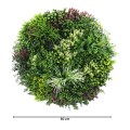 Aranjament decorativ, de perete, cu ramă din aluminiu și plante artificiale Naimeed D7453, diametru 100 cm