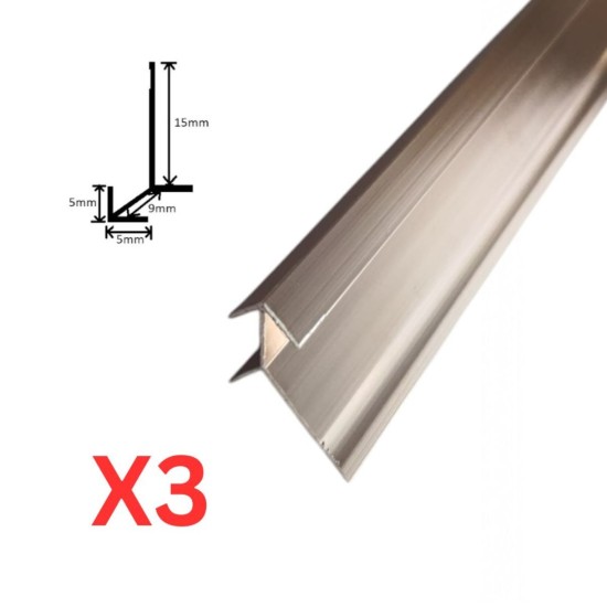 Set 3 profile de colt exterior, ascutit, pentru imbinarea panourilor cristal carbon si carbune de bambus, Naimeed D6333, aluminiu, 300x0.5cm, Bronz Set 3 profile de colt exterior, ascutit, pentru imbinarea panourilor cristal carbon si carbune de bambus, Naimeed D6333, aluminiu, 300x0.5cm, Bronz