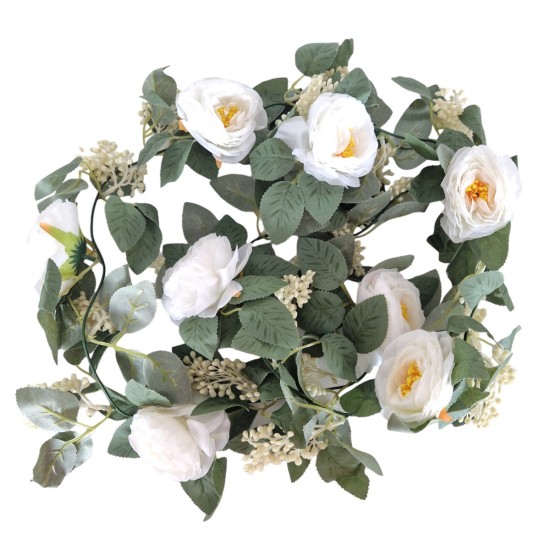 Planta artificiala curgatoare cu flori, Naimeed D4866, Alb, 2m