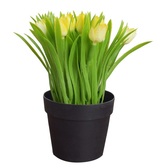 Aranjament floral artificial, in ghiveci, Naimeed D4953, Galben