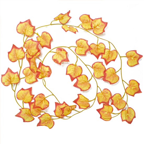 Set 12 ghirlande artificiale, frunze de iedera, Naimeed D5016, Portocaliu