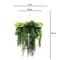 Aranjament Suspendat cu Plante Artificiale pe Disc Decorativ Negru, Naimeed D7446, diametru 60 cm