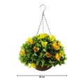 Planta artificiala suspendata, cu ghiveci din fibra de cocos, Naimeed D7449, diametru 28cm, galben