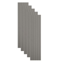 Set 5 panouri decorative, riflaj WPC, cu 6 caneluri, Naimeed D6221, 260x17x1.8cm, Gri deschi
