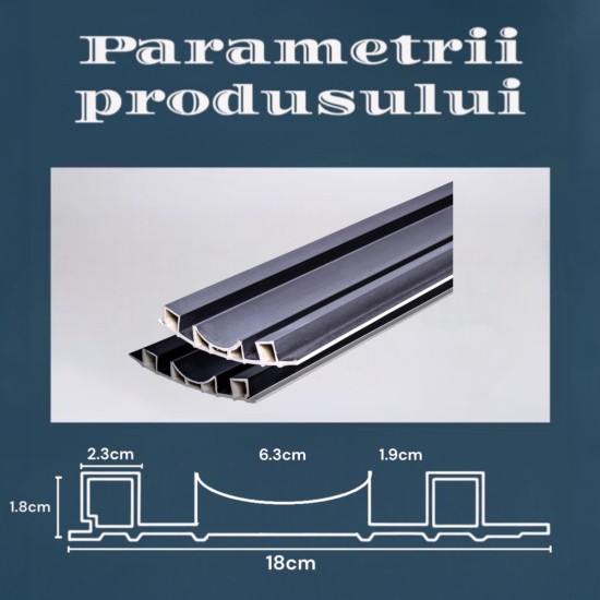 Set 5 panouri decorative, riflaj WPC, Naimeed D6228, 260x18x1.8cm, Gri metalizat