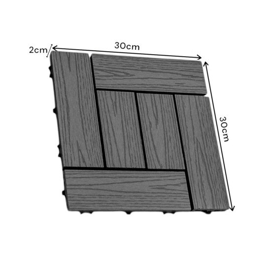 Dala deck terasa WPC, Naimeed D6254, 30x30x2cm, Gri Dala deck terasa WPC, Naimeed D6254, 30x30x2cm, Gri