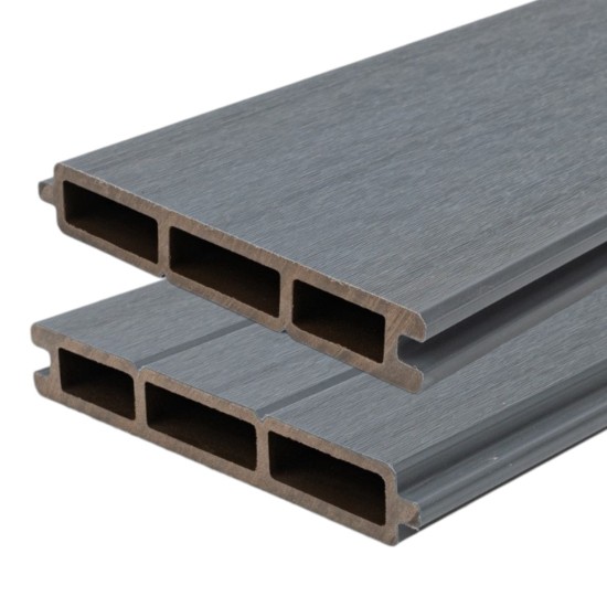 Placa de gard 3D, din compozit de lemn si plastic WPC, Naimeed D6474, 180x15,5x2.4cm, Gri