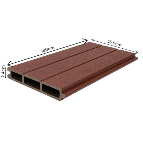 Placa de gard 3D, din compozit de lemn si plastic WPC, Naimeed D6472, 180x15,5x2.4cm, Visiniu
