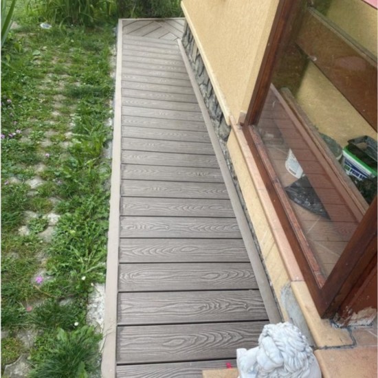 Pardoseala decking terasa din compozit WPC, Naimeed D6484, rezistenta sporita, 290x14x2.5cm, Gri
