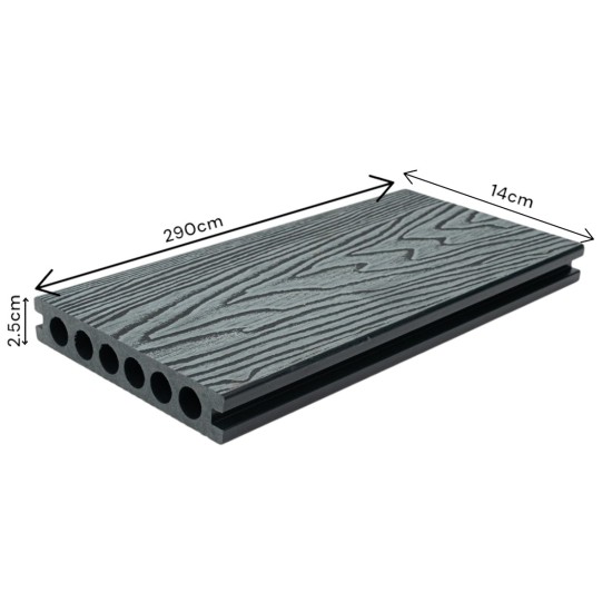 Pardoseala decking terasa din compozit WPC, Naimeed D6484, rezistenta sporita, 290x14x2.5cm, Gri Pardoseala decking terasa din compozit WPC, Naimeed D6484, rezistenta sporita, 290x14x2.5cm, Gri