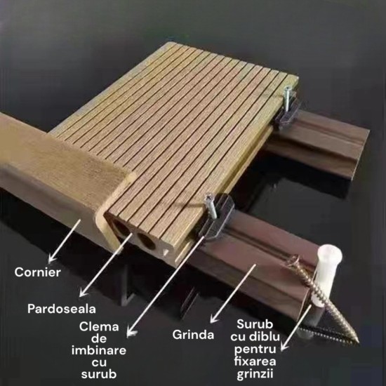 Grinda montaj deck plina, WPC, Naimeed D6487/D6470, 290x4x2.5 cm, Maro inchis Grinda montaj deck plina, WPC, Naimeed D6487/D6470, 290x4x2.5 cm, Maro inchis