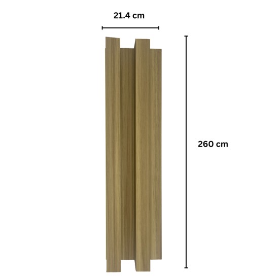 Panou decorativ riflaj WPC, montaj rapid, rezistenta ridicata, Naimeed D7516, 260x21.4x6cm, stejar natural