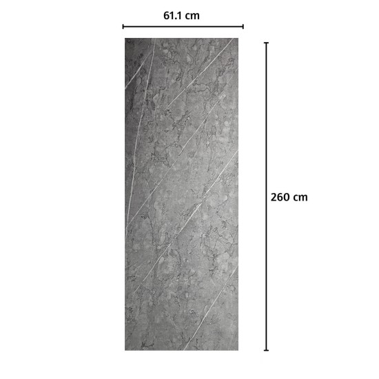 Panou decorativ riflaj WPC, Naimeed D7565, sistem de imbinare tip U, aspect rafinat si montaj usor, 260x61.1x0.9cm, gri marmorat