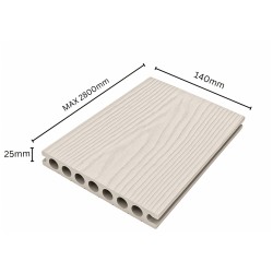 Pardoseala decking terasa din compozit WPC, Naimeed D7483, rezistenta sporita, 280x14x2.5cm, Crem
