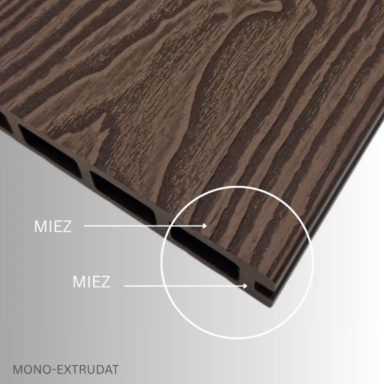 Pardoseala decking terasa din compozit WPC, Naimeed D7484, 280x14x2.5cm, Nuc natural