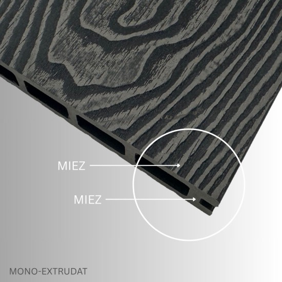 Pardoseala decking terasa din compozit WPC, Naimeed D7485, 280x14x2.5cm, Stejar gri