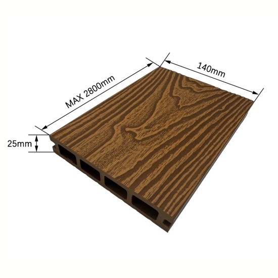 Pardoseala decking terasa din compozit WPC, Naimeed D7486, 280x14x2.5cm, Tec