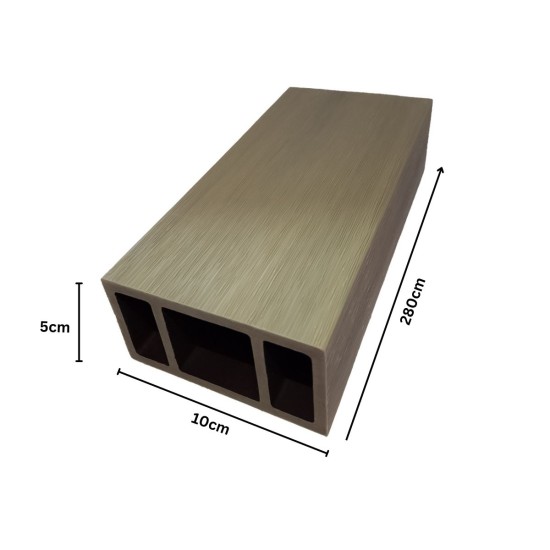 Profil dreptunghiular ranforsat din WPC co-extrudat, Naimeed D7503, 280×10×5 cm, Gri