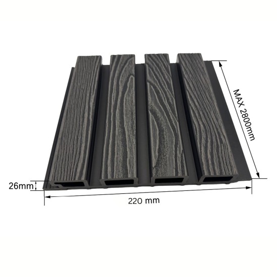 Lambriu decorativ WPC, reliefat, pentru exterior, montaj rapid, rezistenta ridicata, Naimeed D7491, 280x22x2.6cm, Stejar gri