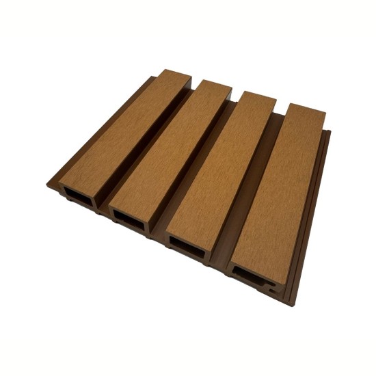 Lambriu decorativ WPC, reliefat, pentru exterior, montaj rapid, rezistenta ridicata, Naimeed D7495, 280x22x2.6cm, Tec