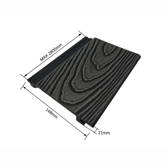 Lambriu decorativ riflaj WPC, pentru exterior, montaj rapid, rezistenta ridicata, Naimeed D7497, 280x14.8x2.1cm, Stejar gri