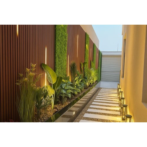 Lambriu decorativ riflaj WPC, pentru exterior, montaj rapid, rezistenta ridicata, Naimeed D7497, 280x14.8x2.1cm, Stejar gri