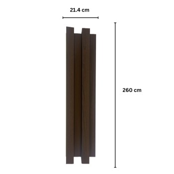Panou decorativ riflaj WPC, montaj rapid, rezistenta ridicata, Naimeed D7515, 260x21.4x6cm, nuc inchis