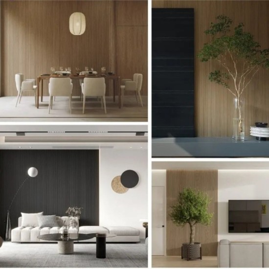 Panou decorativ riflaj WPC, montaj rapid, rezistenta ridicata, Naimeed D7515, 260x21.4x6cm, nuc inchis