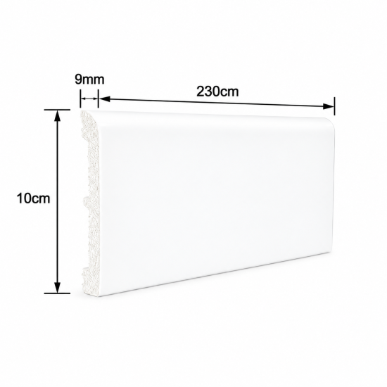 Plintă decorativă, polimer rigid, Naimeed D5513, Alb, 230 × 10 × 0.9 cm