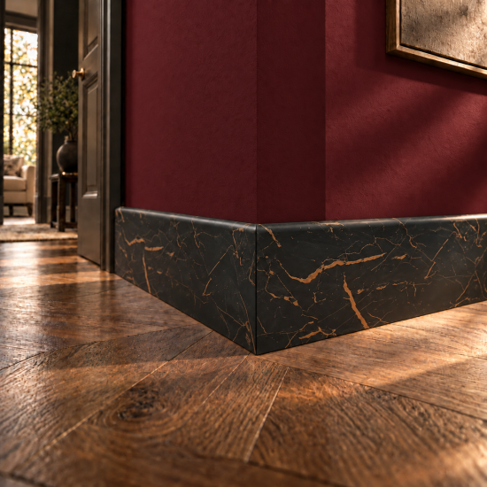 Plintă decorativă, polimer rigid, Naimeed D5731NEGRU, Negru, 230 × 10 × 0.8 cm