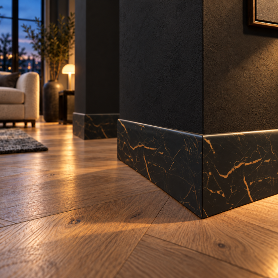 Plintă decorativă, polimer rigid, Naimeed D5731NEGRU, Negru, 230 × 10 × 0.8 cm