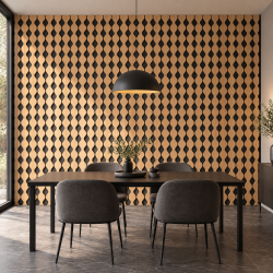 Panou riflaj acustic decorativ, MDF si pasla, Naimeed D6233, 240x30x1.8cm, Castan