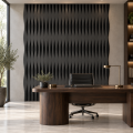 Panou riflaj acustic decorativ, MDF si pasla, Naimeed D6251, 240x30x1.8cm, Stejar Negru