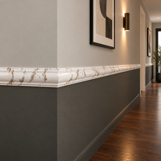 Baghetă decorativă de perete, Naimeed D6696ALB, Alb, 230 × 6 × 2.1 cm