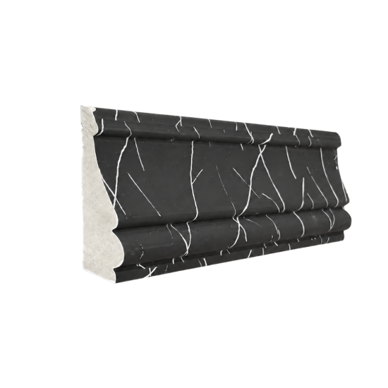 Plintă decorativă, polimer rigid, Naimeed D6698NEGRU, Alb, 230 × 8.5 × 2,35 cm